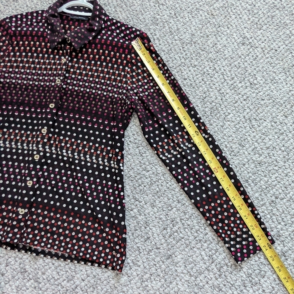 Tommy Hilfiger Women's (S/M) Black Button-Down Blouse w/Multicolored Polka Dots - Picture 5 of 13